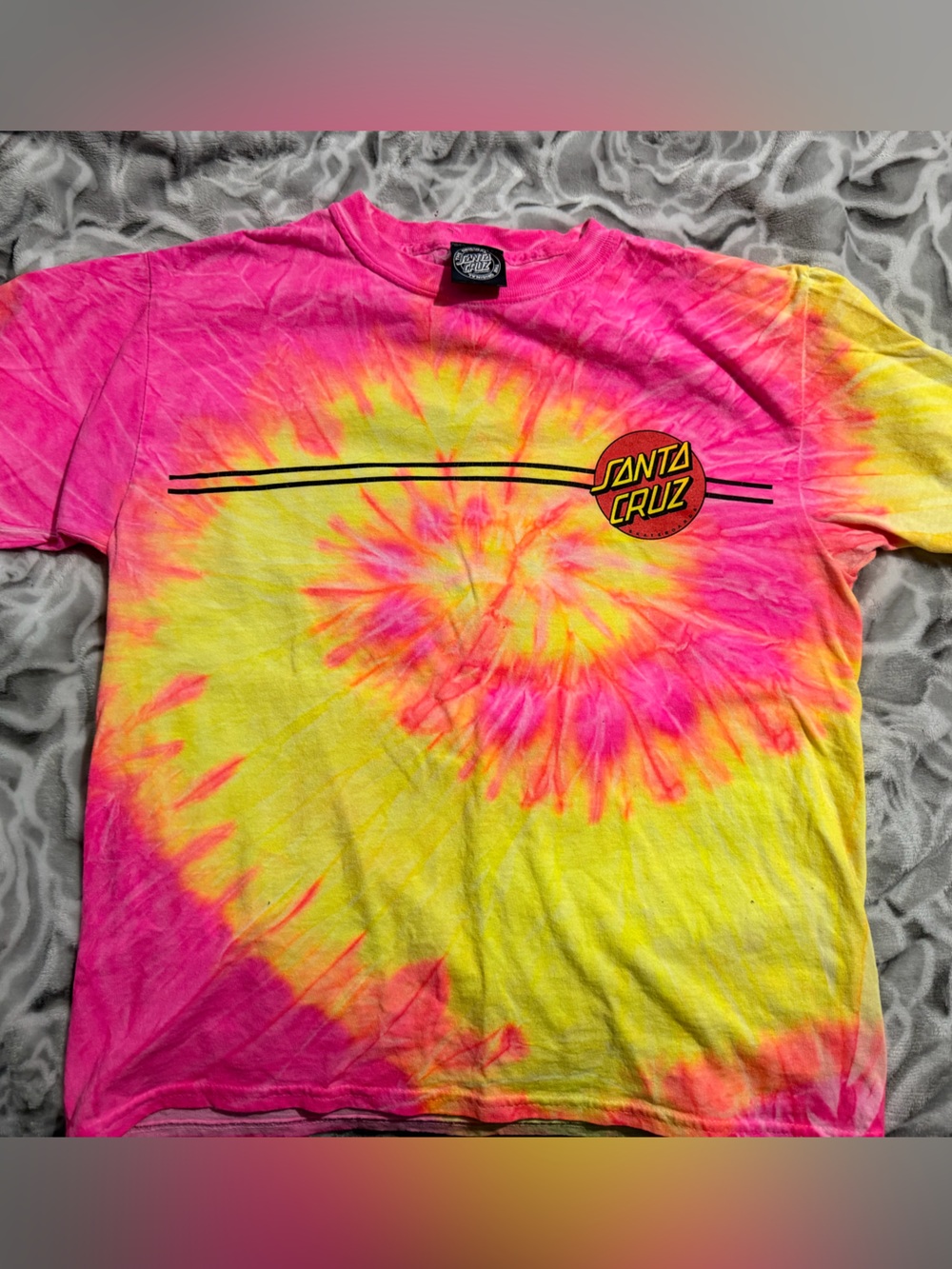 Santa Cruz Skateboards Kids Pink & Yellow Spiral Tie-Dye Tee